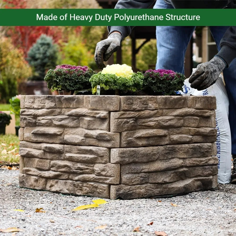 Raised Garden Bed Tan/Brown Ledgestones Composite Polyurethane Natural Look Stone Planter Box (6-Pack)