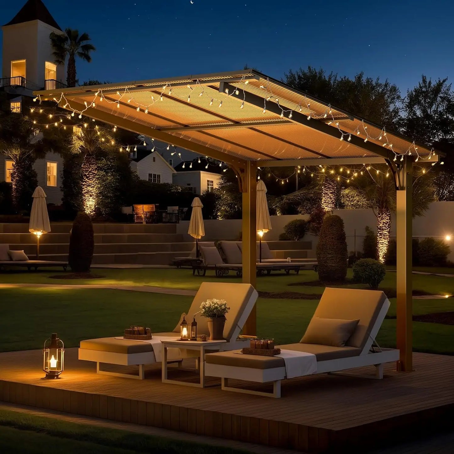 8' x 8' Gazebo for Patio, Small Free Standing Lean to Gazebo Pergola with Patio Roof (64 Sq.Ft Shaded) on, Customized