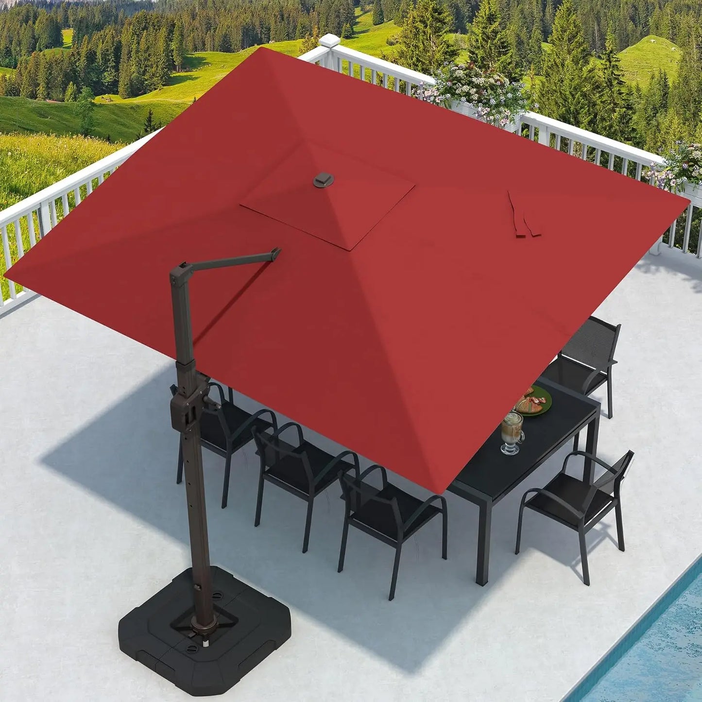 9' X 12' Cantilever Patio Umbrella with Base Included Rectangular Outdoor Large Offset Umbrellas with 7 Tilts, Customized