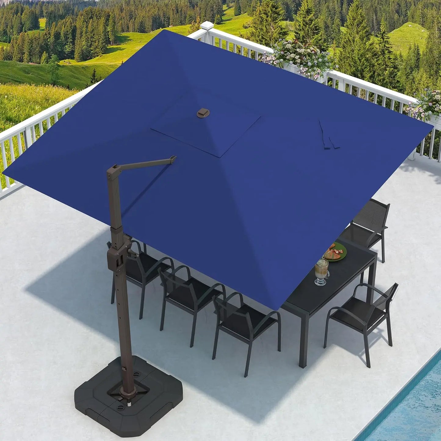 9' X 12' Cantilever Patio Umbrella with Base Included Rectangular Outdoor Large Offset Umbrellas with 7 Tilts, Customized