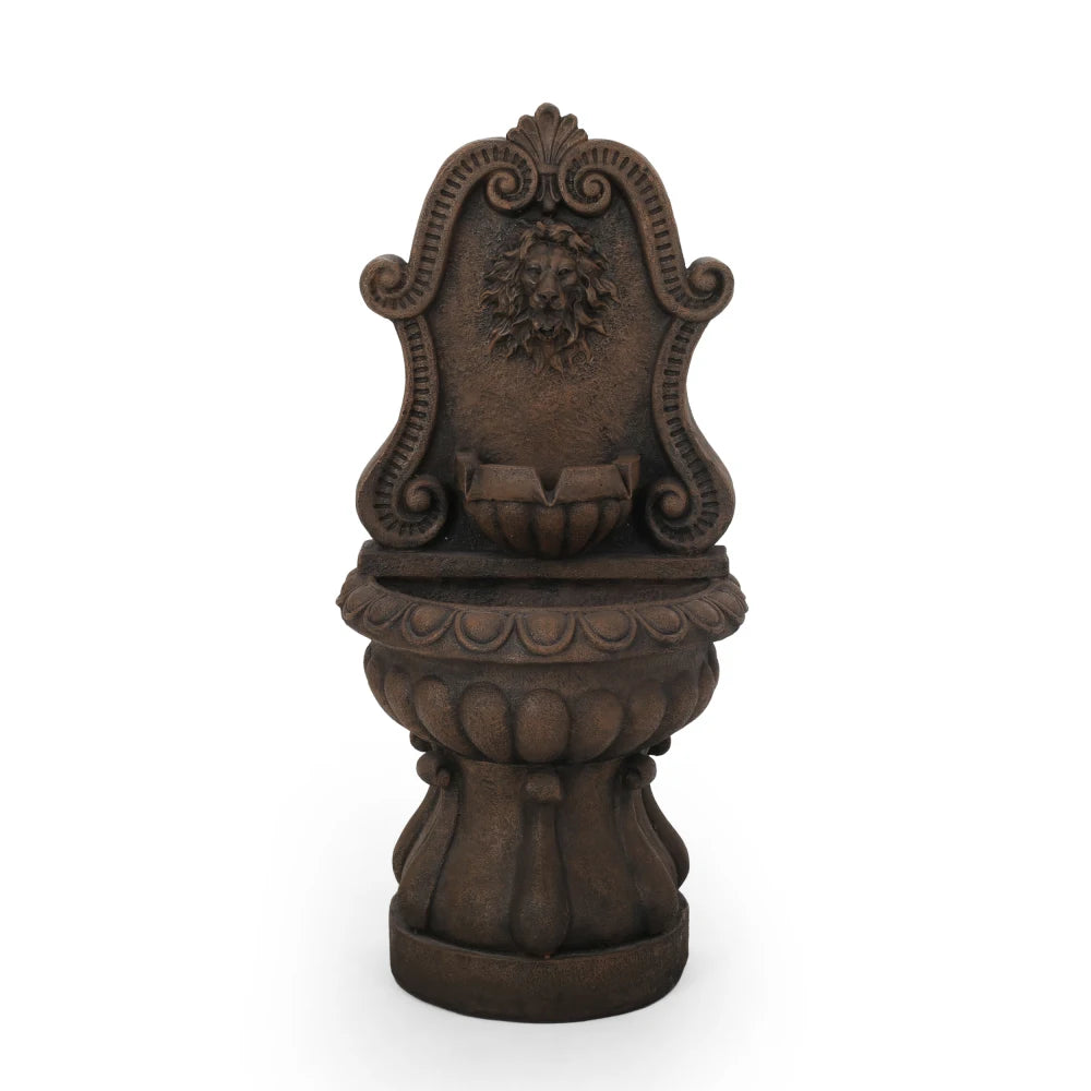 36.25" High Olivia Fountain, Weather Resistant Floor Fountain with Light, Antique Brown