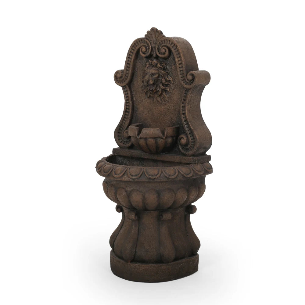 36.25" High Olivia Fountain, Weather Resistant Floor Fountain with Light, Antique Brown