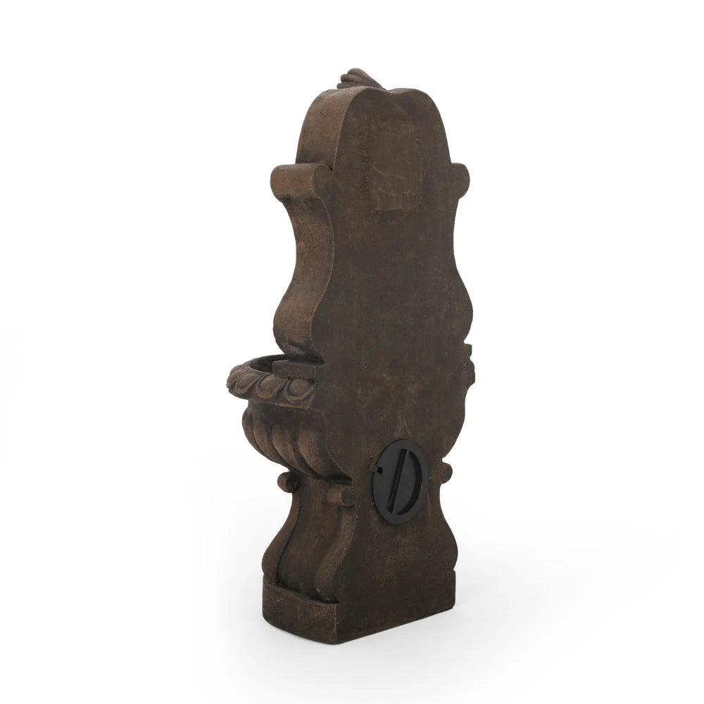 36.25" High Olivia Fountain, Weather Resistant Floor Fountain with Light, Antique Brown