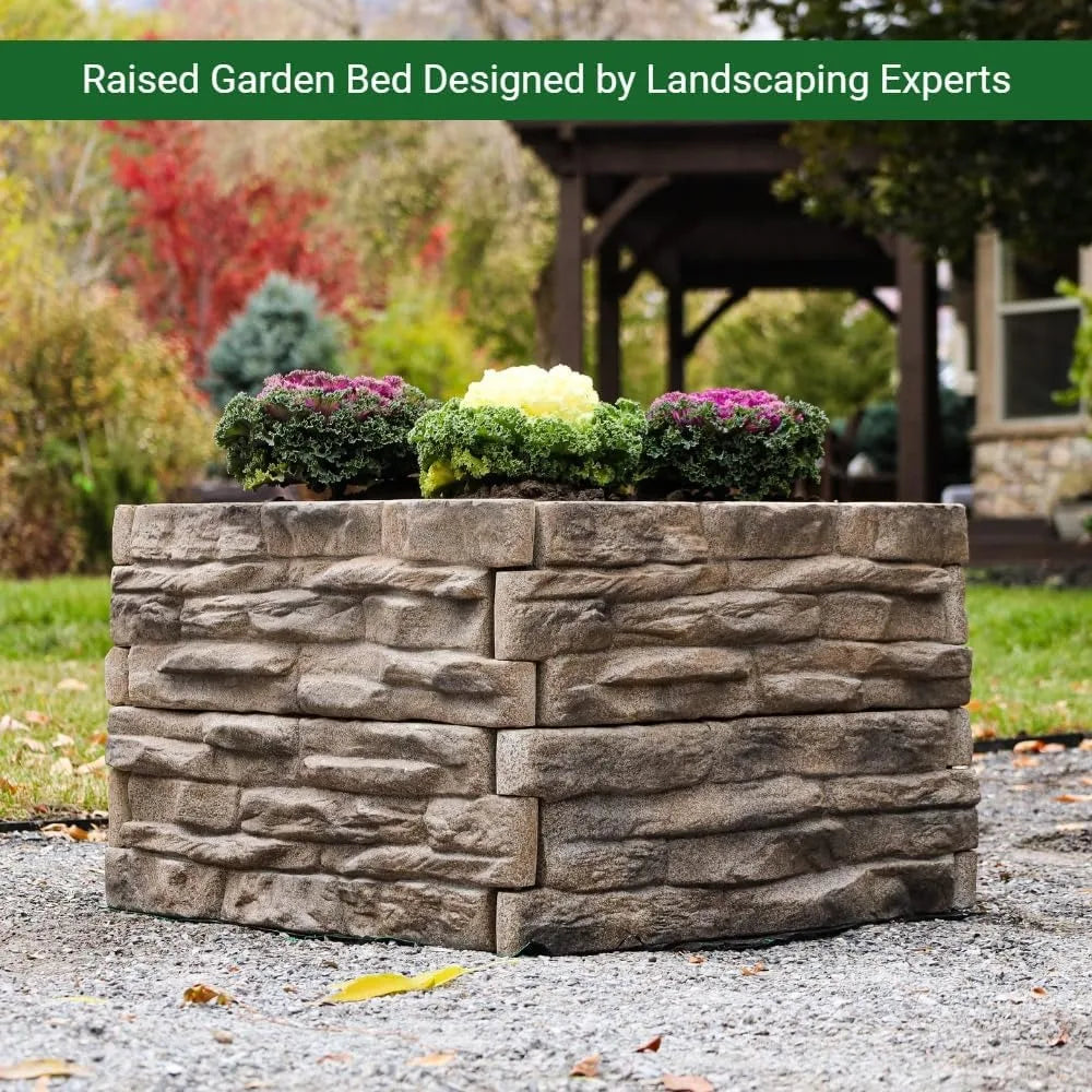 Raised Garden Bed Tan/Brown Ledgestones Composite Polyurethane Natural Look Stone Planter Box (6-Pack)