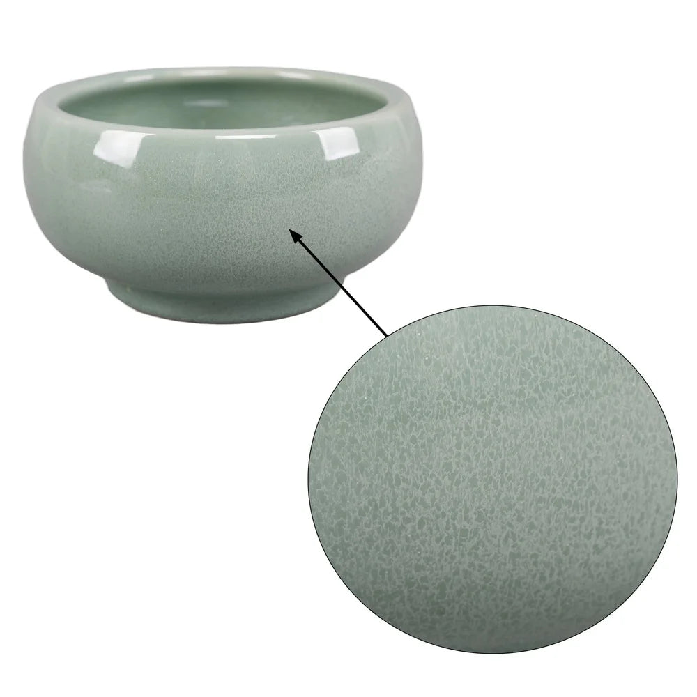 Green Reactive Glaze Ceramic Planter with Drainage Stylish Indoor Pot Plants Decor Tabletop and Shelf Display