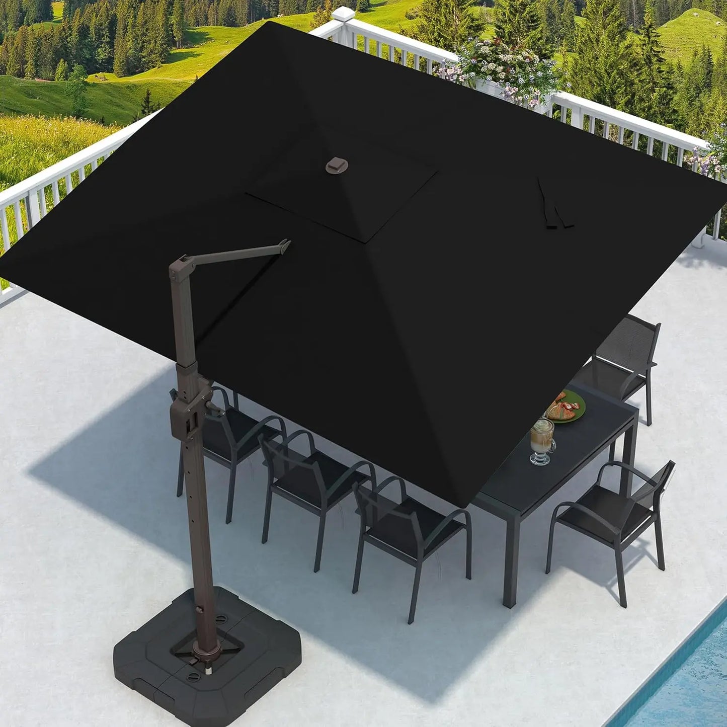 9' X 12' Cantilever Patio Umbrella with Base Included Rectangular Outdoor Large Offset Umbrellas with 7 Tilts, Customized