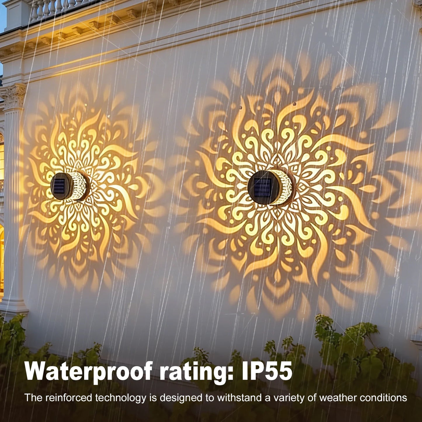 Solar Lights IP44 Waterproof Outdoor Wall Sconce Fence Lighting LED Spot Lens Deck Lights for Garden Patio Backyard
