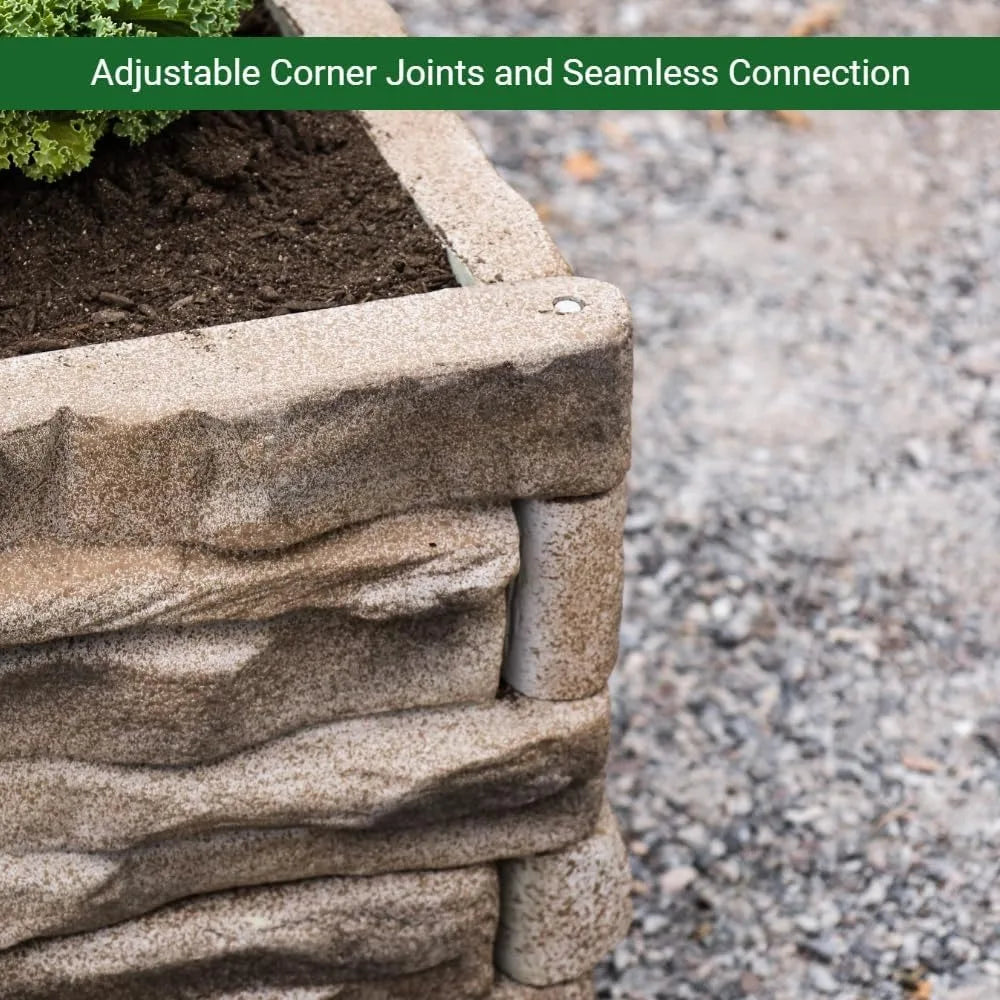 Raised Garden Bed Tan/Brown Ledgestones Composite Polyurethane Natural Look Stone Planter Box (6-Pack)