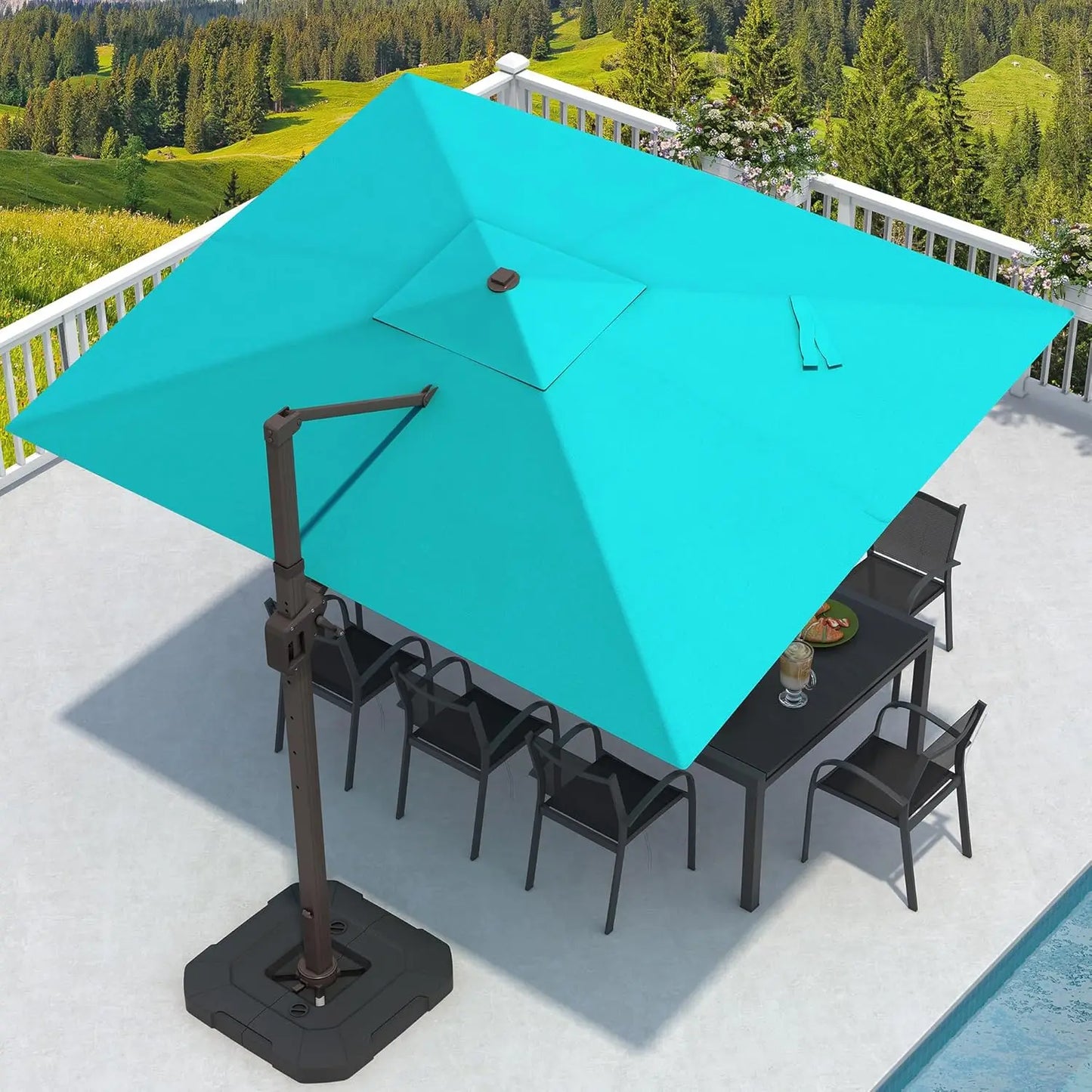 9' X 12' Cantilever Patio Umbrella with Base Included Rectangular Outdoor Large Offset Umbrellas with 7 Tilts, Customized